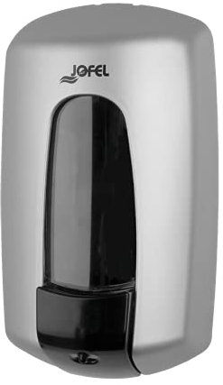 Jofel - Dosificador de Jabón Líquido para Pared, Recargable con Capacidad para 0.9L, Dispensador Jabón Baño Rellenable, Válvula Anticorrosión y Antigoteo, Carcasa ABS, Aitana AC70300, Silver