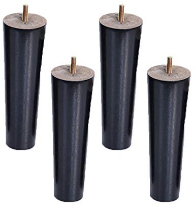 Holz Tischbeine Massivholz Konisch Ersatz Möbelfüße Möbelbeine für Sofa Bett Schrank M6 Gewinde Ersatz für Schrank Bett Füße,Schwarze,4 Stück(Straight cone10cm)