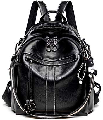 BUKESIYI Damen Tasche Rucksack Handtasche Frauen backpack Klein Anti Diebstahl Schulrucksack Laptop Weekender PU Leder DE78242 Schwarz