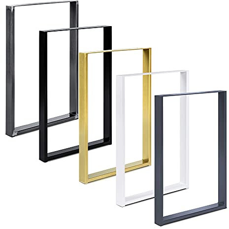 Magnetic Mobel 2 x Tischkufen aus Metall | Industrial Tischbeine in Schwarz Weiß & Rohstahl | Alle Größen für Esstisch Schreibtisch Couchtisch & Bank | DIY Tischgestell (40x42 cm (Bank), Golden)