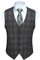 HISDERN Gilet Costume Homme Gris à Carreaux Mariage Classique Gilets Sans Manche Hommes Coton Formel Casual Veston avec Poches XL