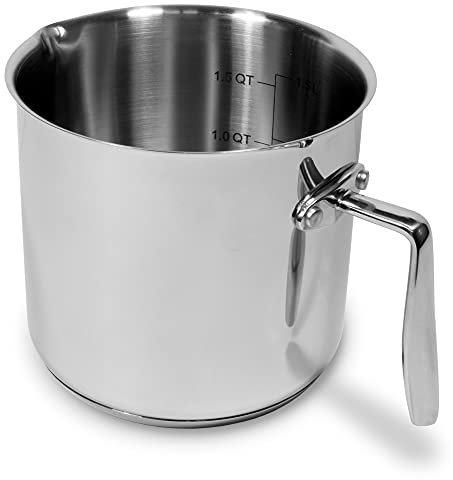 Moneta Accordo Inox Cazo de Inducción, Revestimiento Exterior de Acero Inoxidable Cepillado, Apto para Todas las Cocinas, Apto para el Lavavajillas,14 cm