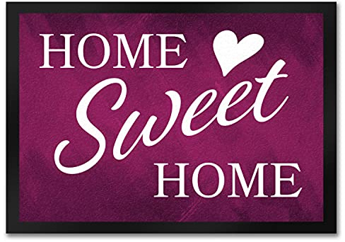 speecheese Home Sweet Home Fußmatte mit eleganter Aufschrift auf rosafarbenem Hintergrund