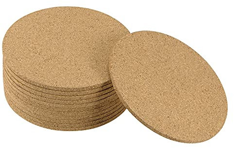 sourcing map Lot de 12 dessous de verre en liège - Rond - 12 cm de diamètre - 0,4 cm d'épaisseur - Pour maison, bar, cuisine, restaurant, laboratoire - Jaune