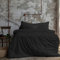 Komfortec Premium Bettwäsche 155x220 mit 1 Kissenbezug 40x80 cm Set aus Gebürstetes Mikrofaser - Schwarz