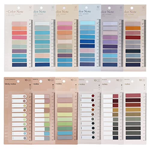 2400 pestañas adhesivas Morandi, 12 hojas de índice adhesivas, pestañas de libro, marcadores de página, pestañas de anotación de libros coloridos, pestañas de página, banderas adhesivas, pestañas de