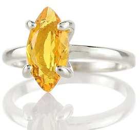 Bagues Vintage - Bague Citrine Marquise en Argent Sterling 925 - Charmante Bague en Argent Sterling à Porter