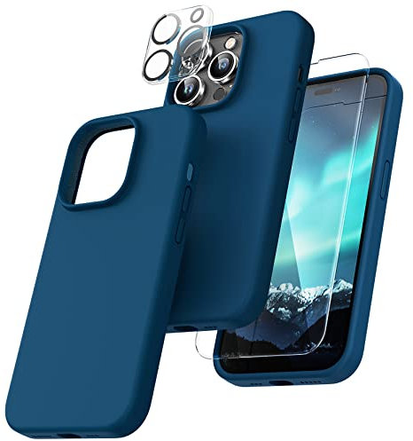 TOCOL Silicone for iPhone 14 Pro Max Case 6.7-Inch, Liquid Silicone Multi-Color Slim Silky-Soft Touch Anti-Scratch Shockproof Protective Phone Cover, Midnight Blue