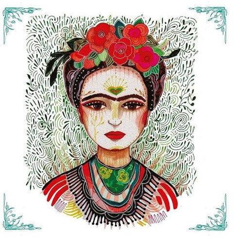 20 Servietten Kunst Frida im Herzen als Tischdeko. Papierservietten mit Motiv. Auch für Decoupage und Serviettentechnik 33x33cm