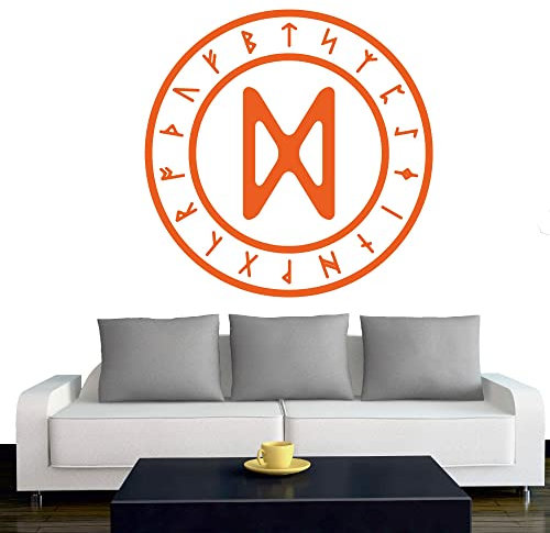 INDIGOS UG - Wandtattoo Wohnzimmer - Wandaufkleber Wikinger - Viking - X - nordisch - Mythologie - 60x60 cm - Orange - Aufkleber Kinderzimmer Schlafzimmer Küche Badezimmer Büro Dekoration
