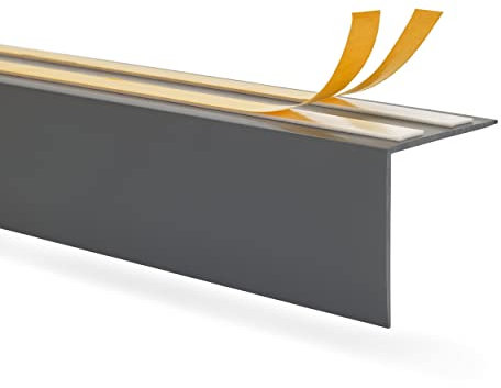 QUEST PVC Winkelprofil Kantenschutz, Blende für Gardinenschiene, Kunststoffblende für Vorhangschiene, Winkelleiste Abdeckleiste – Länge: 200cm – Farbe: Dunkelgrau – Abmessung: 30x30mm