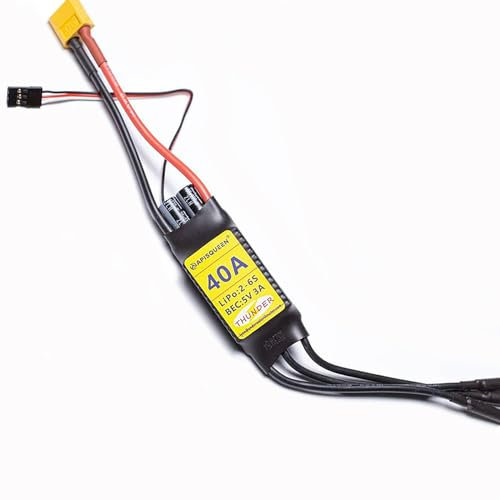 ApisQueen 2-6S 40A ESC Elektrischer Drehzahlregler mit 5V 3A BEC XT60 & 4.0mm Stecker für Flugzeug Modell RC Drohne