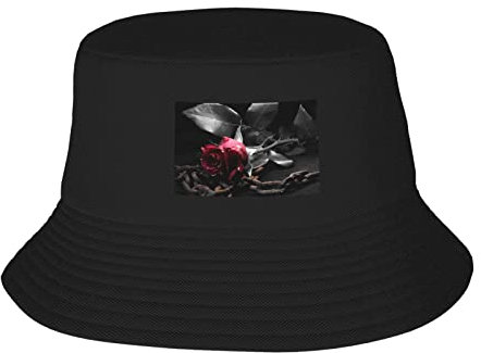 Fischerhut für Erwachsene, Gothic-Stil, schwarze Rosen, Joker, Sonnenhut, Outdoor-Reise, Gothic Black Roses, Einheitsgröße