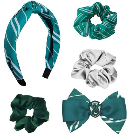 Harry Potter Accessori per Capelli per Ragazze, Design Serpeverde, Include Elastici Capelli, Fermaglio e Fascia per Capelli, Regalo di Hogwarts | Verde