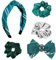 Harry Potter Haarschmuck für Mädchen, Slytherin Design, Inklusive Haargummis, Schleifenclip und Stirnband, Hogwarts Geschenk | Grün