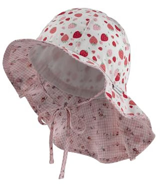 Sterntaler Mädchen Sonnenhut Erdbeeren Mit Nackenschutz Und Bindeband, Ecru, 45 EU