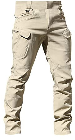 Pantalon De Travail Homme Chasse Toile Medieval Sportswear Slim fit mit Stretch Viele Taschen Militaire Jeans Boulanger Large Vêtements Golf Cuisine Treillis VTT Jean Homme Kaki XXL