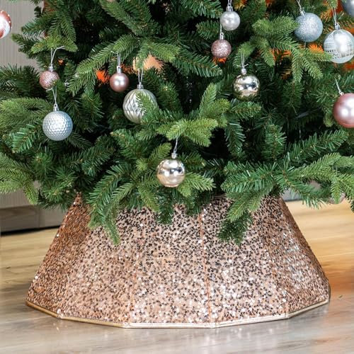 HarcoHome Schillernder Weihnachtsbaumkragen, 66 cm D Pailletten Weihnachtsbaumrock, faltbarer Weihnachtsbaumring, handgefertigter Weihnachtsbaumständer Basisabdeckung für Weihnachtsbaumschmuck