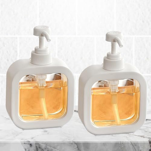 2 Stück 500ml Seifenspender,Spülmittelspender, Seifenspender Küche & Bad,Duschgel Dispenser mit Pumpe, Shampoo Flaschen zum Befüllen, Soap Dispenser Kunststoff Plastik