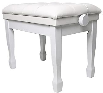 RWRAPS Solo Klavierbank, luxuriöser Schminktisch, Hocker, Klavierbank aus Leder, 60 x 40 x 50–60 cm (weiß)