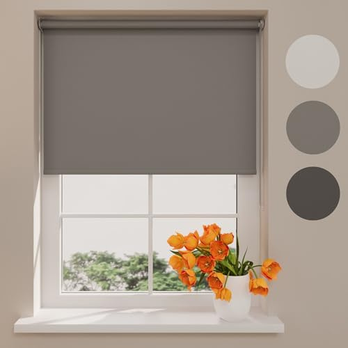 Radeco® Verdunklungsrollo ohne Bohren klemmfix 110 x 150 cm (BxH) grau, Fenster rollos für innen, Rollo ohne Bohren, klemmrollo, fensterrollo, verdunkelungsrollo, rollos für Fenster ohne Bohren