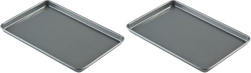 Prochef Large Baking/Oven Tray, Premium Quality, Easy to Clean, Teflon Innovations Non-Stick Silicone Coating, Grey (Pack of 2), 16 x 11 inch, Sheet Pan