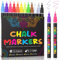 KERIFI Chalk Pens, 12 Vibrant Colors Whiteboard Markers, Wet Erase thin whiteboard pens 1mm, Chalk Pens for Blackboards, Whiteboard, Glass, Windows, Calendar, Bistro, 45 Chalkboard Labels Included