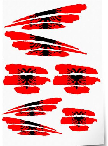 Indigos UG Aufkleber Albanien - 7 Autoaufkleber - Flagge - Fahne mit 3 Streifen - selbstklebende Fahnen für Heckscheibe, Modellbau, Sport, Motorrad, Auto, Tuning, Fenster, Kofferraum