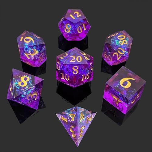ORUZA Polyedrische Harz Würfel, DND Würfel Set, Harz Scharfe Kante Würfel Polyedrische für Dungeons and Dragons RPG MTG Pathfinder Rollenspiel Würfel Set