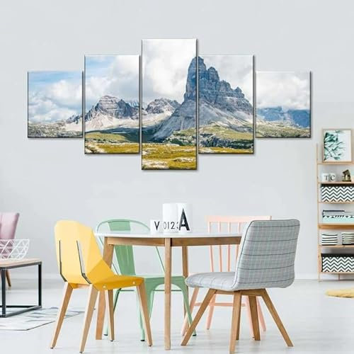 LDHZSS Leinwand Bilder 5 Teilig Mesmerizing Dolomiten Berge Wandbilder Wohnzimmer Modern Bilder, Poster, Kunstdrucke Büro Flur Bad Küchebilder -Ungerahmt
