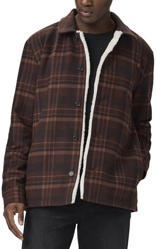 PAIGE Herren Rangel Plaid Fleece Lined Jacket Jacke, Brauner Granat, XL