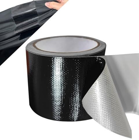 Tent Repair Kit Black - Adhesive for Truck Tarpaulin Protection Patches for Tarpaulin & Parasol, Boat Tarpaulin, Tent Underlay Tarpaulin, Repair Tape, Awning Repair Tape (Black, 8 cm x 10 m)