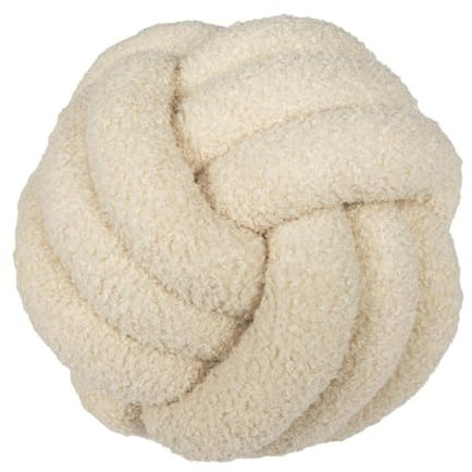 Fay Bless Moderne Wohndekoration Knotenkissen - Handgefertigtes, weiches rundes Kissen für Schlafzimmer, Bett und Wohnzimmer (Beige,28CM)