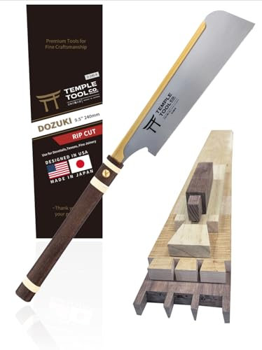 Japanische Zugsäge - Rip-Cut 9,5 - Handsäge für Schwalbenschwänze, Zapfen, Feinschreinerei - Schwalbenschwanzsäge Dozuki Holzsäge - Temple Tool Co.