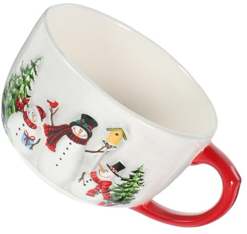 TOPBATHY 550ml Weihnachtsrelieftasse Keramik Frühstückstasse Weihnachtsbecher Für Kaffee Suppe Wasser