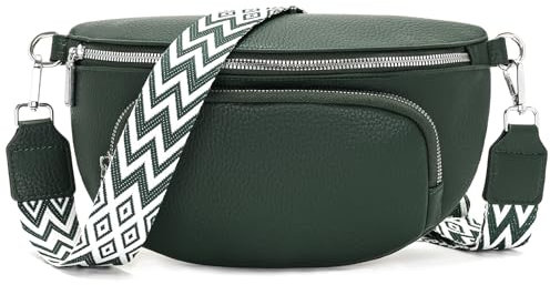 Rorimyth Kleine Bauchtasche Damen Dunkelgrün umhängetasche damen klein Veganes Leder gürteltasche handtasche crossbody bag