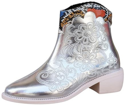 Stivali Neri Donna Stivaletti Bimba Stivali Estivi Donna Morbidi Bassi Pelle Stivali Donna Alti Fino al Ginocchio Stivali Texani Donna Tacco Basso Stivali Donna Estivi Traforati Cowboy Boots