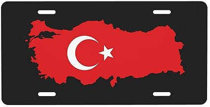 Nummernschild mit Geländekarte der Türkei für die Vorderseite des Autos, Nummernschilder, 6 x 12 Zoll, Metall-Autoschilder, Etikett, Vanity-Neuheit, Auto-Dekor-Etikett