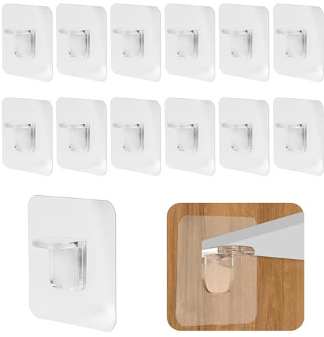 12 STK Regalbodenträger, Schrankboden Träger Selbstklebend, Einlegeboden Halter Klebend, Selbstklebende Fachbodenträger ohne Bohren Transparent, Regalhalterung Stützen für Kleiderschrank Glashalter