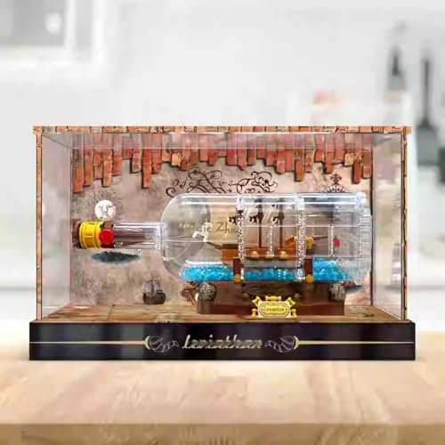 TRUSTFAR Acryl Staubdichte Vitrine Entworfen für LE-GO 92177 Schiffe in einer Flasche Baustein Modell, Transparente Box, Displaybox Kompatibel mit Le-go 92177. (Kein Modell) (Hintergrund)