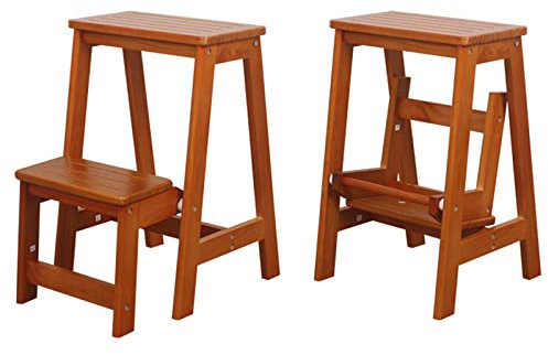 Trittleiter aus Holz für Zuhause, 2 Stufen, Luftleiter, Klappleiter, Hocker, kleine Fußhocker, Sicherheits- und rutschfeste Trittleiter für die Heimbibliothek, Aufstiegsleiter