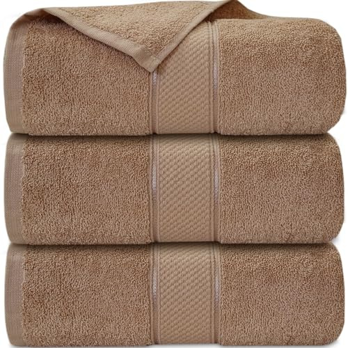 Casabella Pack of 3 Super Jumbo Extra Large Bath Sheet Towels100% Cotton 90cm x 180cm_Truffel