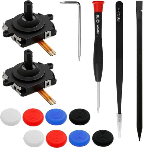 TUAKIMCE 2 Pcs Joystick Replacement Kit for Oculus/Meta Quest 2 Controller, Left & Right Joystick Analog Set with Joystick Caps for VR Controller,Repair Tool Set for VR Controller