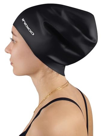 DRUNA Gorro de Natación Silicona | para Cabellos Largos | Extra Grande y Cómodo | Impermeable y Duradero | Ideal para Pelo Voluminoso | Colores Brillantes | para Mar y Piscina
