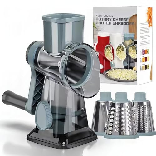 3-in-1 Profi Trommelreibe – Ultra Scharfe Edelstahlklingen | Multifunktionale Küchenreibe für Käse, Gemüse & Nüsse | Ergonomisch, Rutschfest & Spülmaschinengeeignet – Perfekt für Gourmet-Küchen
