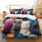 VTRXEG Katzen Bettwäsche 135x200cm,3D Katzenmotiv Mikrofaser Bettbezug, Haustier Katze Bettwäsche Sets 3teilig,mit Reißverschluss + 2 Kissenbezüge 50 x 75cm (C, 135x200cm)