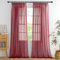 PONY DANCE Rote Gardinen mit Kräuselband Wohnzimmer Vorhang Transparent Voile Gardienen 2-Set H 245 x B 140 cm Leinenoptik Vorhänge für Schienensystem Durchlässig Luftig Dekoschal