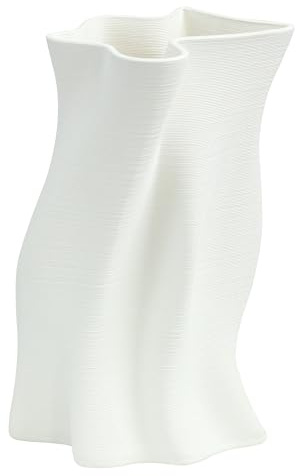 3D Printed Ceramic Vase - Matt White - Large - Contemporary Modern Home Decor Vases for Flowers