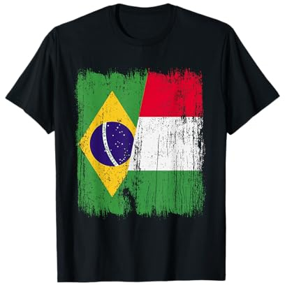 Brasile Italia Mezza Bandiera Orgoglio Brasiliano Italiano Orgoglio Maglietta