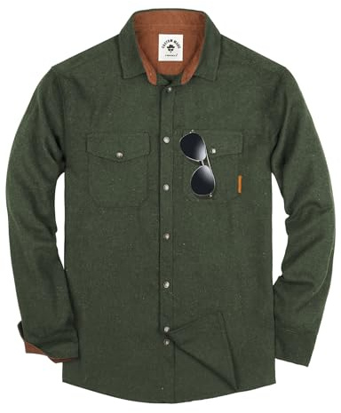 TARAINYA Flanellhemd Herren Langarm Kariertes Karohemd Holzfällerhemd Oktoberfest mit Tasche Regular Fit Grün L